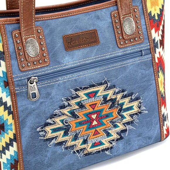 Montana West Embroidered Aztec Tote Bag - Picture 1 of 5